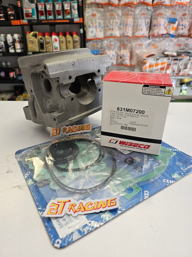 KTM 300 EXC 1990-1998 Kit cylindre reconditionné à neuf + kit piston, joints et cage à aiguilles